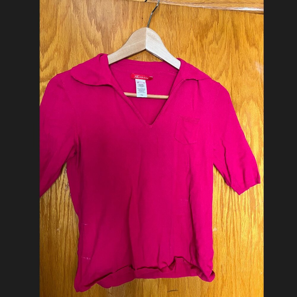 Anne Klein fuschia knit polo top